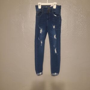 Pink Ivy Distressed Blue Girls Jeans EUC Size 10 Stretch